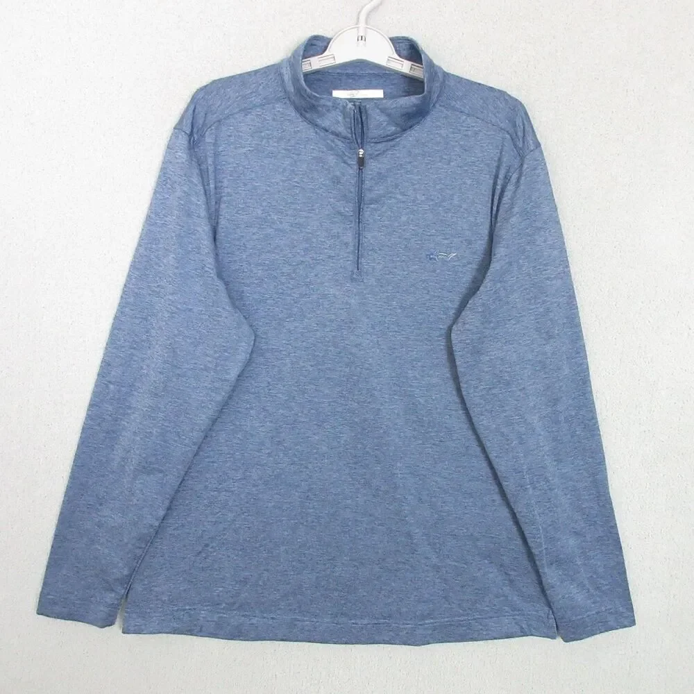 Greg Norman‎ Pullover Mens L Blue Quarter Zip Golf Shark Logo Performance
